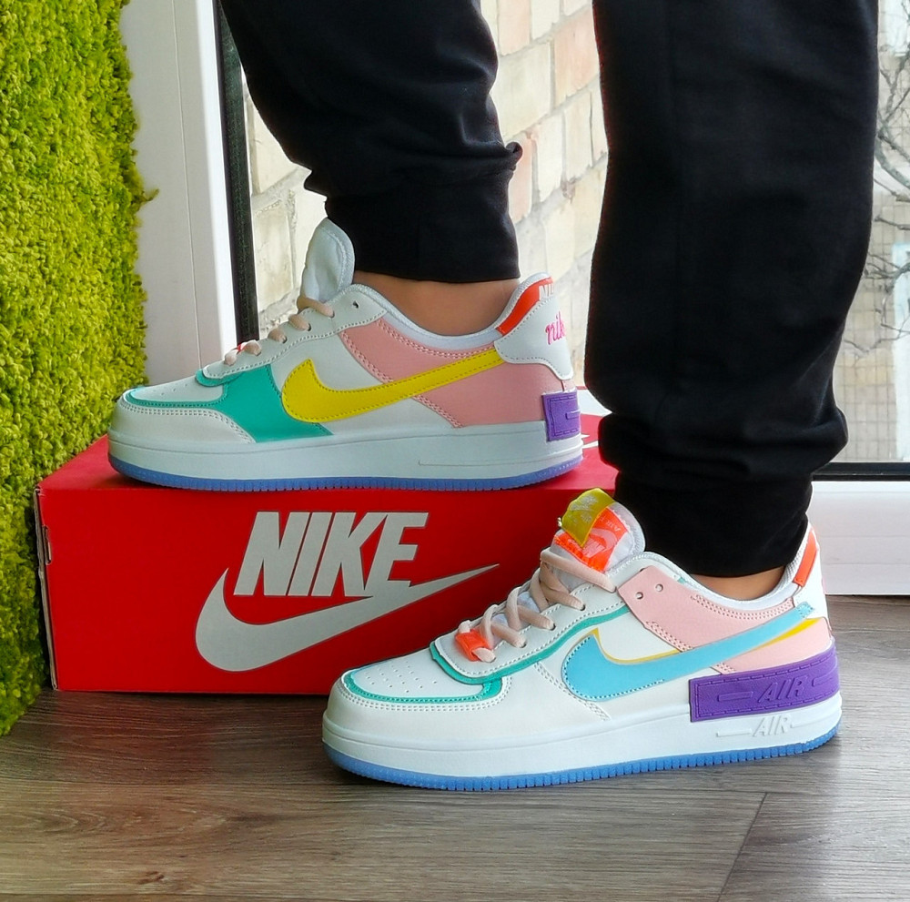 Кроссовки Nike Force Белые Женские Кожаные Форсы Разноцветные Найк (размеры: 37,38,39,40) Видео Обзор - 13 Днепр - изображение 1