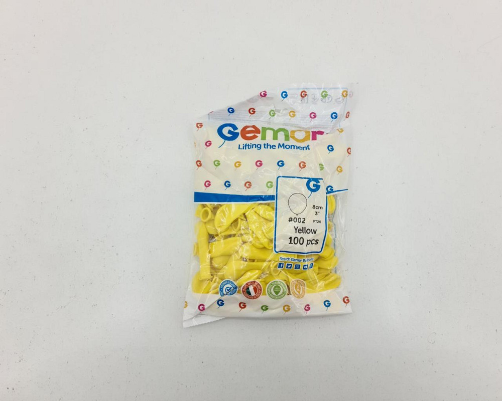 Повітряні кульки пастель жовті 3" (8 см) латексні бомбочки 100 шт Gemar (1 пач.) Харків - фото 4