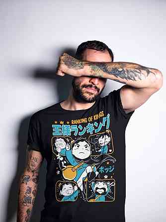 Футболка для хлопчика з аніме принтом Каге Боджджі Хеавй Оусама оверсайз (зріст від 165 до 180) Чорний AnimeJ0373m Дніпро