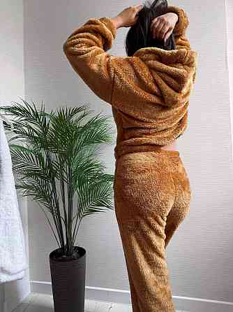 Теплий жіночий плюшевий костюм двойка плюшеве двостороннє хутро Пісочний Одеса