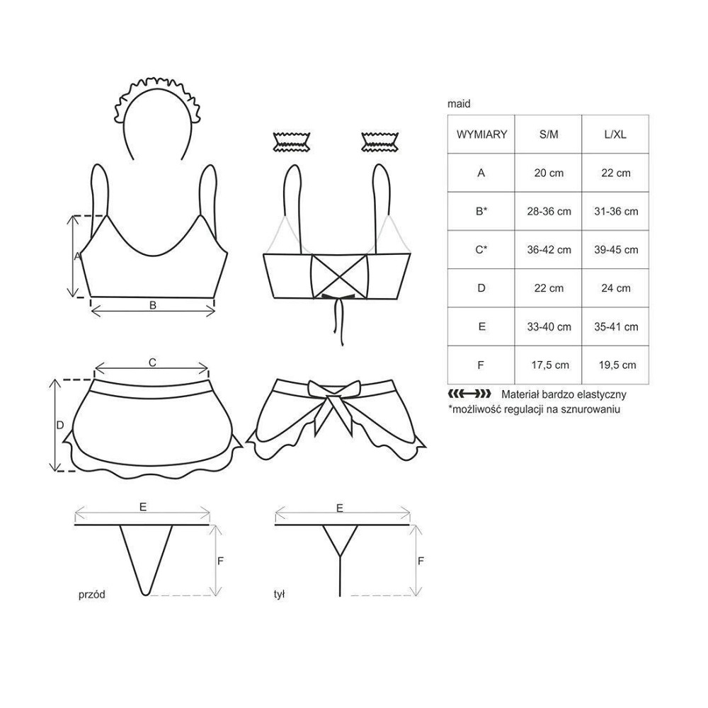 Атласний еротичний костюм покоївки Obsessive Maid set S/M, black, 5 предметів Sex Aura Київ - фото 7