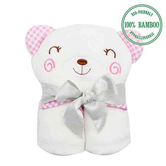 Полотенце  бамбук / махра Lovely Svi детское с капюшоном в подарочной коробке - 90 х 90 см Розовая окантовка Киев