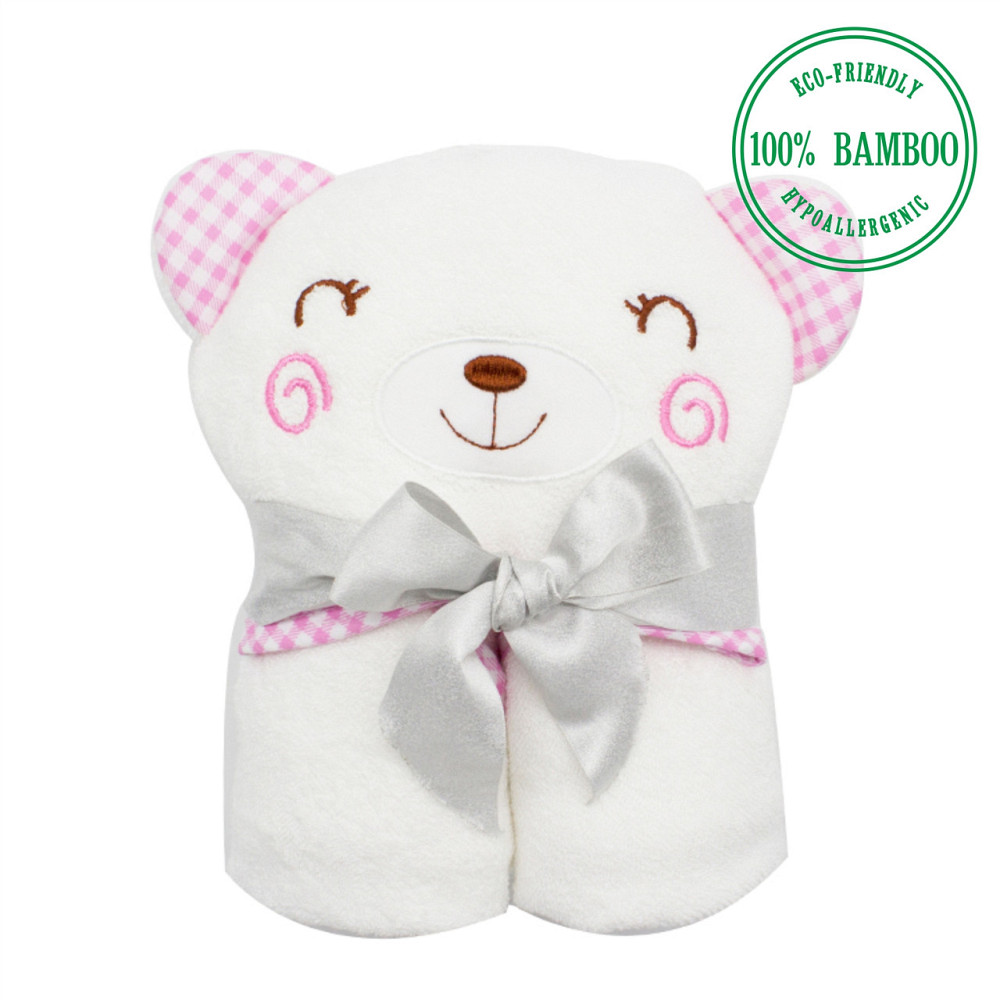 Полотенце  бамбук / махра Lovely Svi детское с капюшоном в подарочной коробке - 90 х 90 см Розовая окантовка Киев - изображение 3