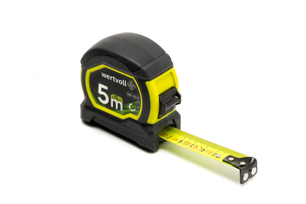 WERTVOLL Рулетка WERTVOLL 5 м×19 мм з магнітами фіксатор полотна покриття TPR нейлонове покритт Київ - фото 1