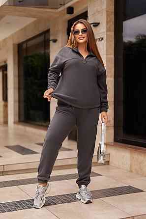 Жіночий теплий прогулянковий костюм-двійка: кофта та штани фліс двосторонній Графіт, 50/52 Одеса
