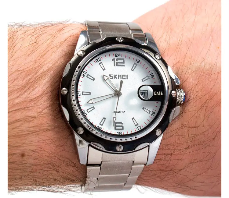 Мужские наручные часы Skmei Robby Steel 0992S Серебистый с белым Винница - изображение 4