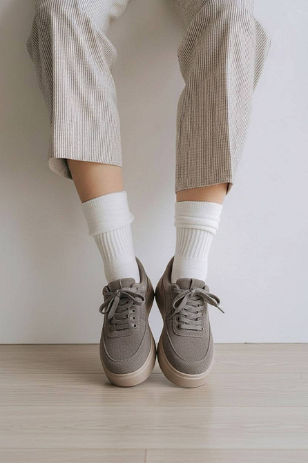 Кеди жіночі Hengji 536-10 замшеві на платформі з окантовкою бежеві, 36, 23,5 см Київ - фото 18