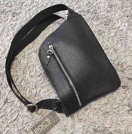 Кожаная мужская сумка слинг кобура на молнии PS Leather Киев