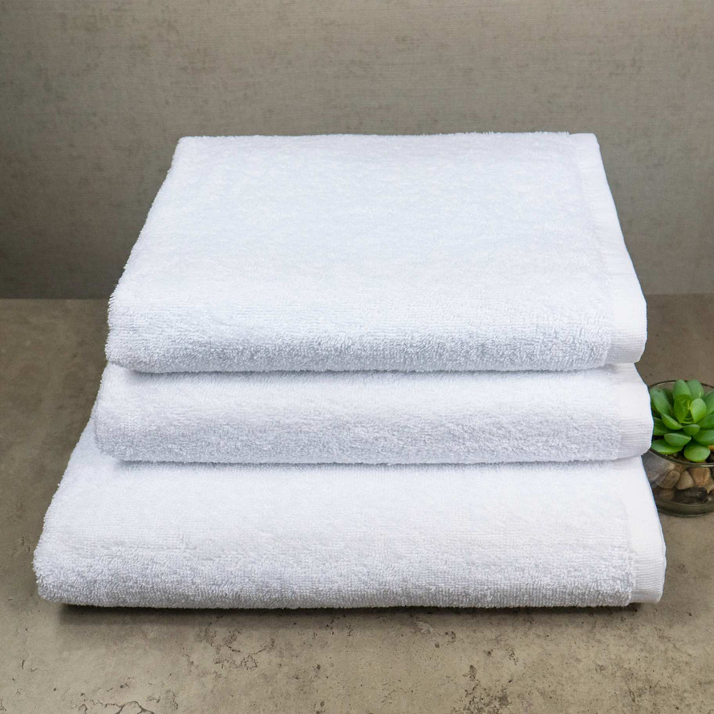 Набор махровых полотенец 3шт GM Textile 50х90см, 50х90см, 70х140см 400г/м2 (Белый) Сумы - изображение 1