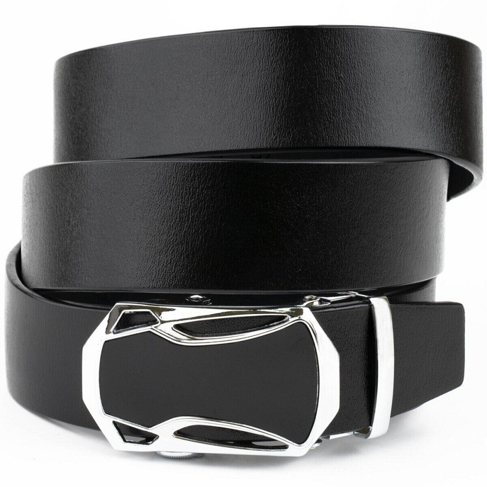 Ремінь чоловічий з пряжкою автомат з чорною вставкою Vintage 20254 Чорний Київ - фото 1