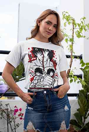 Футболка для хлопчика з аніме принтом Аніме Фігхт Бакі Вс оверсайз (зріст від 165 до 180) Чорний AnimeJ0405m Дніпро