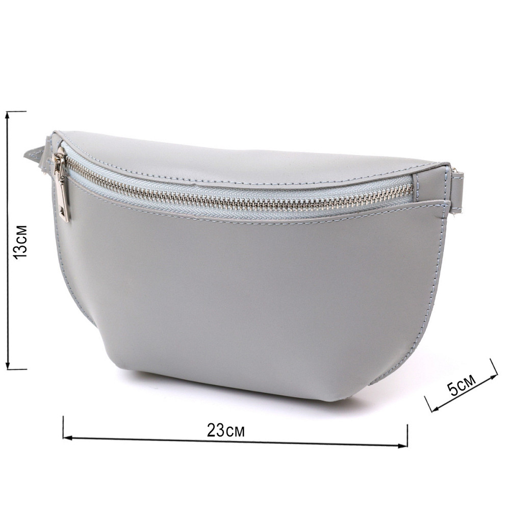 Жіноча бананка із натуральної шкіри Shvigel 16389 Сірий Київ - фото 3