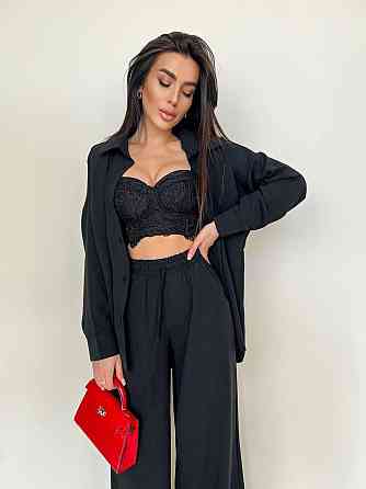 Женский стильный привлекательный костюм американский креп Черный, 44/46 Одесса