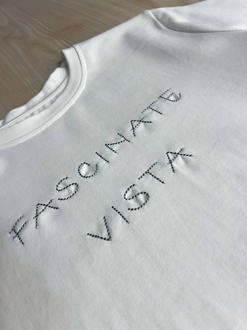 Футболка женская A-N 2632-32 надпись вышивка базовая по фигуре стандарт, белый, one size Киев - изображение 13