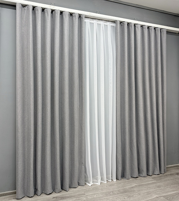 Комплект готовых штор VR-Textil Блэкаут двусторонний ASHEN NIGHT № 1840ш Светло-серый 150х270 см 2 шт (33-0873) Киев - изображение 4