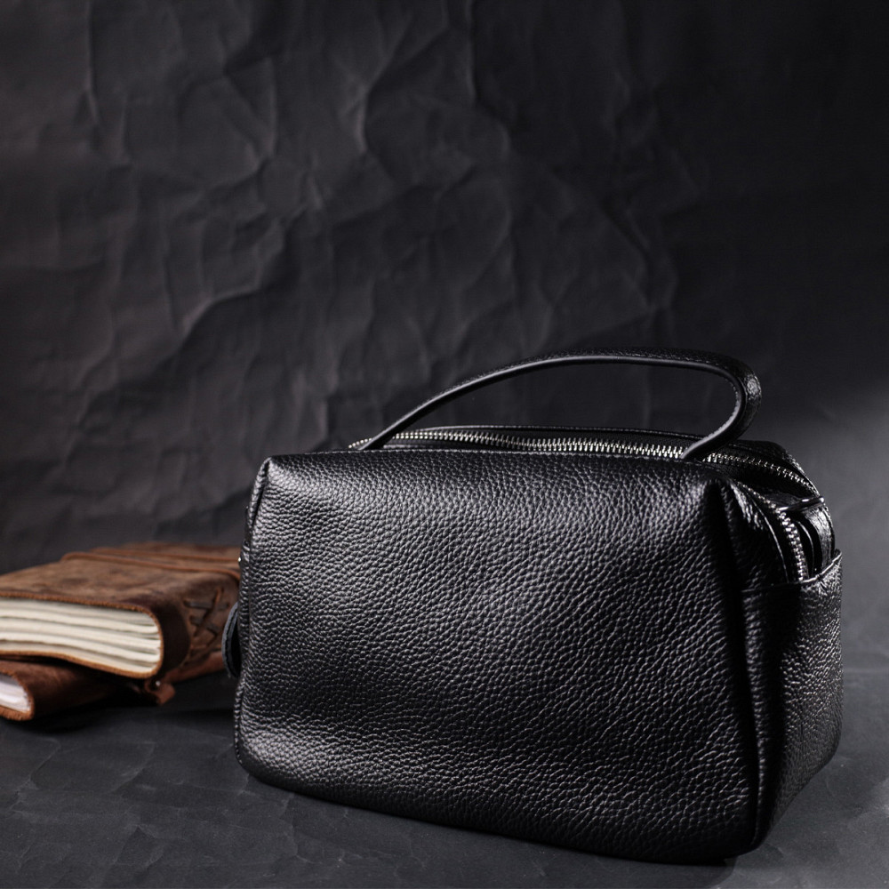 Сумка прямоугольная для женщин на два отделения из натуральной кожи Vintage 22343 Черная Киев - изображение 9