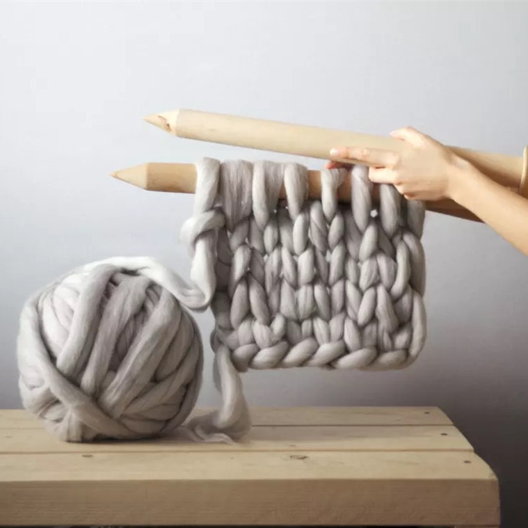 Плед великої в'язки з акрилової вовни (імітація мериноса), 200х200см товста пряжа колір МОЛОЧНИЙ Кременчук - фото 4