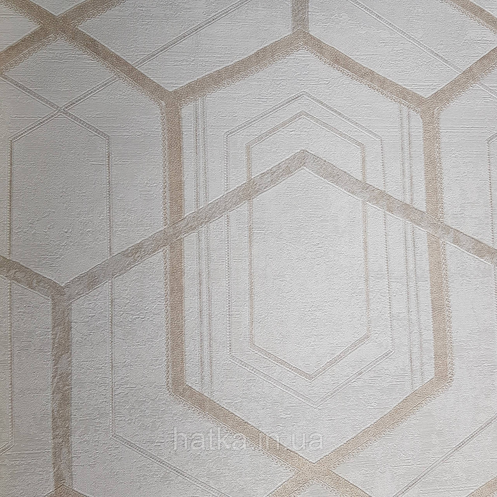 Шпалери метрові вінілові на флізелін 24 Carati Cristiana Masi геометрія смуги золотом сірі на молочному 3д Київ - фото 1