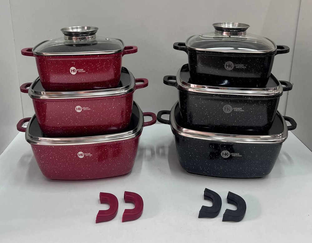 НК-323 Каструлі Набір квадратних із силіконовими кришками (4) Одеса - фото 1