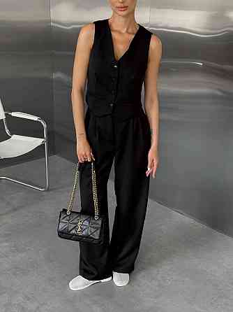 Жіночий класичний брючний костюм-двійка: жилет і штани костюмка Чорний, 42/44 Одеса