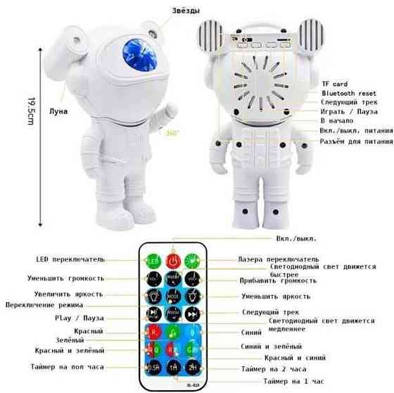 Лазерний проєктор зоряного неба Астронавт нічник, колонка. Київ