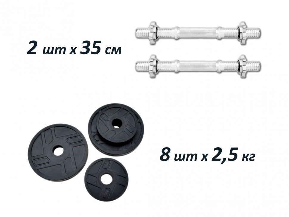 Гантелі обгумовані набірні 2 по 11 кг Гантелі, гирі, штанги та диски металеві Київ - фото 2