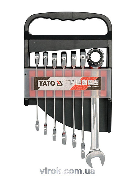 Ключі ріжково-накидні YATO з тріщаткою : CrV, М= 10-19 мм. 72T, набір 7шт. [10/20] Одеса - фото 1