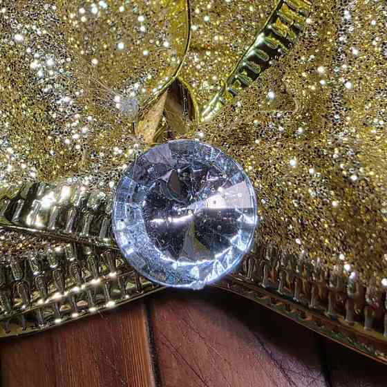 Бант Великий 13х10см із кристалом 10мм ЗОЛОТО різдвяний Київ