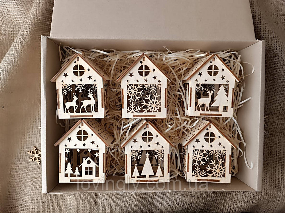 Подарочный набор из шести домиков LED подсветка 10 см Ирпень - изображение 5