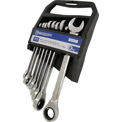 Ключ Стандарт трещоточный комбинированный 8-19мм 8шт. (NGW8ST) Винница - изображение 1