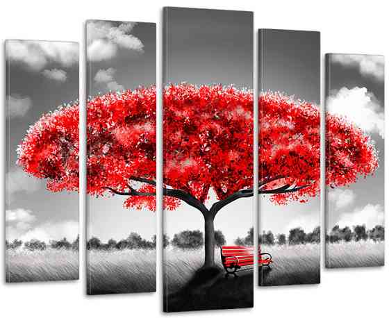 Модульна картина у вітальню/спальню Абстракція червоне дерево    LM012_5 Київ