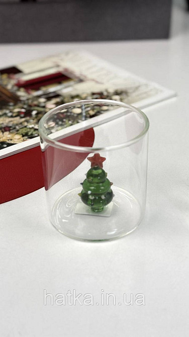 Кухоль чашка подвійне скло Olens "Зелена ялинка" 310 мл Ручне миття 102-1176 Київ - фото 8