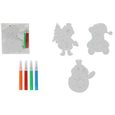 Елочная игрушка Chomik Комплект прикрас для розфарбовування 3шт 10см та фломас (5900779897120_2) Винница