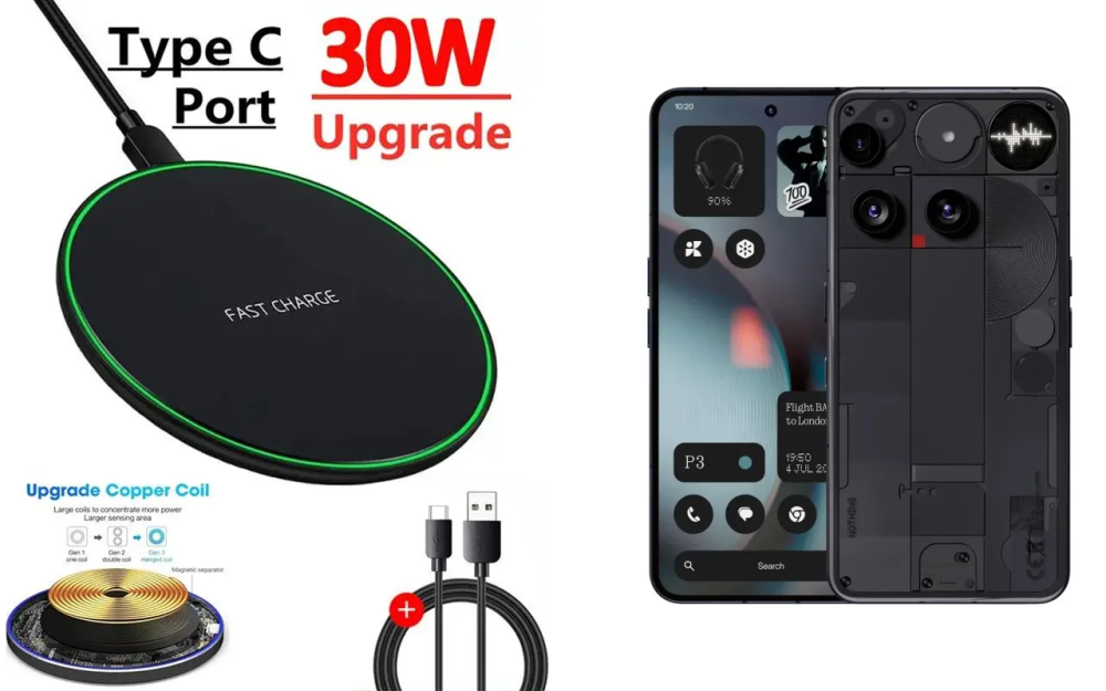 Беспроводное зарядное устройство Copper до 30W для Nothing Phone (3), USB-C, LED Киев - изображение 5