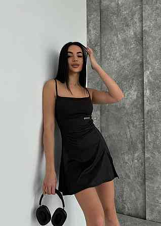 Жіноча спортивна мінісукня — комбінезон на бретелях мікродайвінг + чашки Чорний, 46/48 Одеса