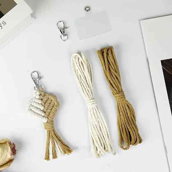 Набір макраме для рукоділля для ручної пряжі брелока для ключів або аксесуарів 15х5см, коричневий з білим Кам'янець-Подільський