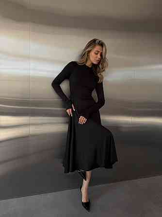 Женское стильное вечернее миди платье из микродайвинга Черный, 42/44 Одесса