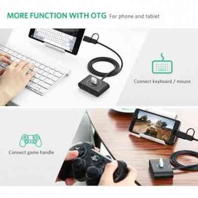 Концентратор Ugreen USB 3.0 to 4xUSB + USB-C plug 1.0m CR113 black (40850) Винница