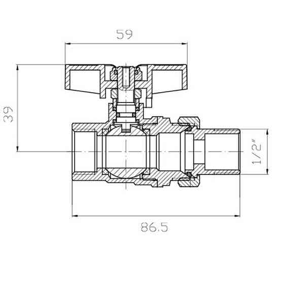 Кран з американкою Koer Extreme KE.227-15 - 1/2" ручка "метелик" червона (KR5765)   ( 20529 ) Харків