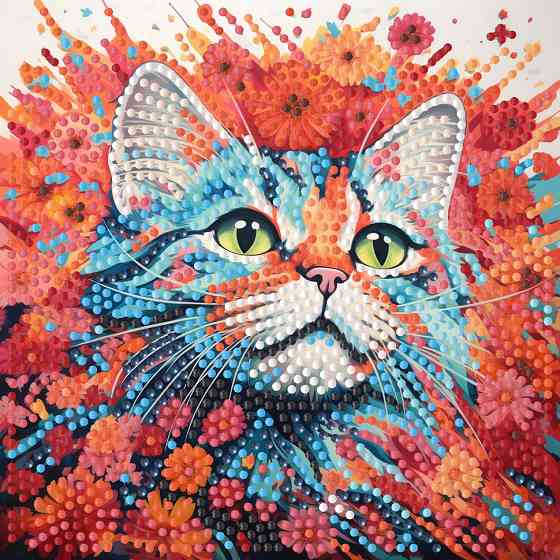 Алмазна мозаїка "Яскравий кіт" ZAV1818-22, 18х18 см Вінниця