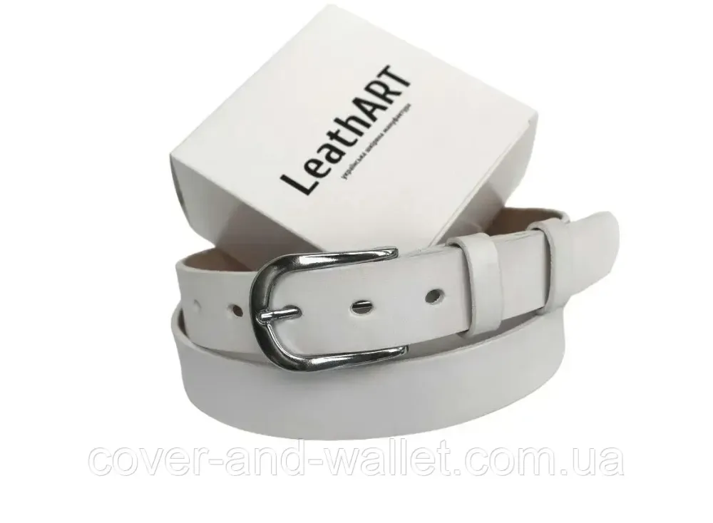 Стильный женский ремень белого цвета из натуральной кожи 25мм Puos Киев - изображение 6