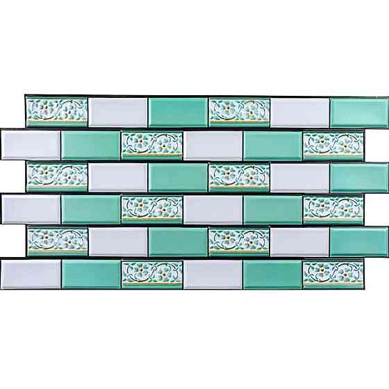 Декоративная ПВХ панель 960х480х4мм Кирпич зеленый орнамент SW-00001429 Днепр