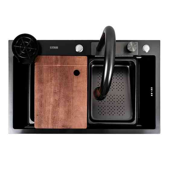 Кухонна мийка PVD чорна CM 75*46A Platinum Handmade "Водоспад" Коломыя