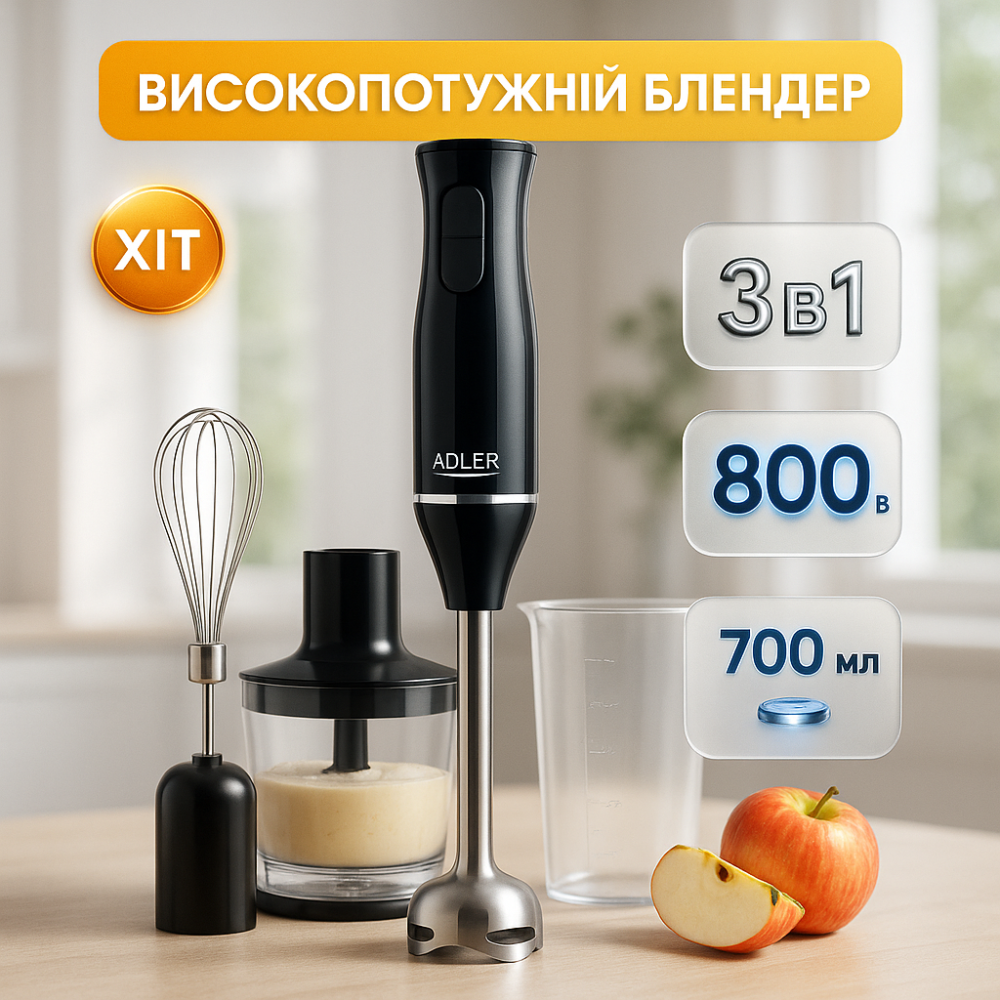 Блендер с несколькими режимами работы ADLER AD 4620 800Вт, Блендер для пюре и коктейлей CD-97 Львов - изображение 9