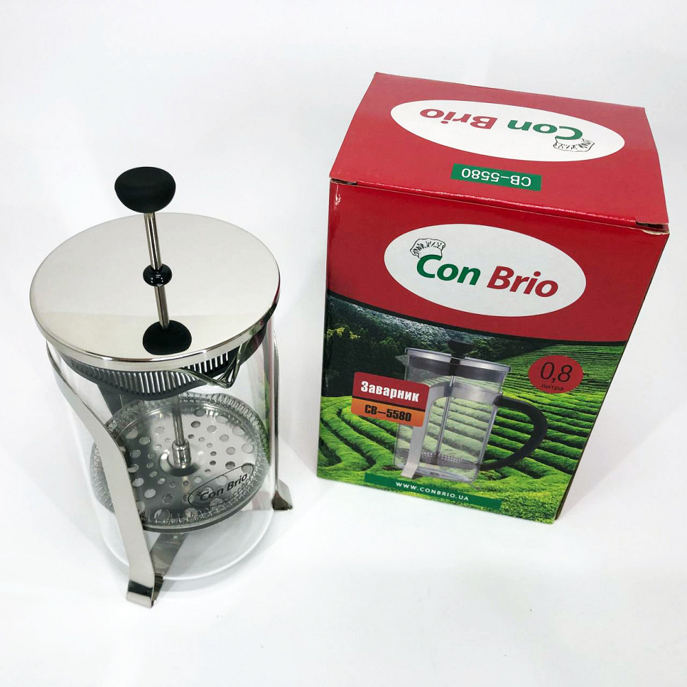 Зручний заварювальний чайник зі скла з ситом, Заварник скляний з пресом, Заварник френч-прес SP-91 Львів - фото 10