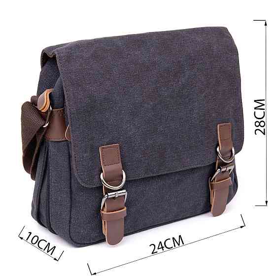 Сумка почтальонка текстильная Vintage 20604 Черная Киев