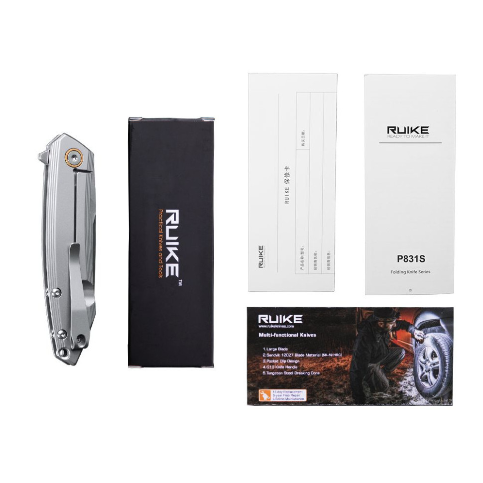 Ніж складаний туристичний Ruike P831S-SA, (8.5 см) 14C28N / 3cr14n сірий Київ - фото 14