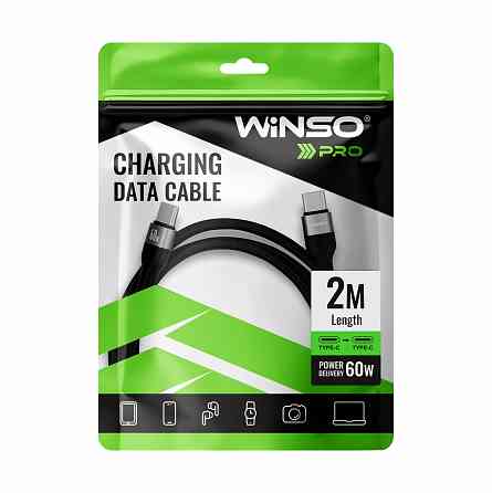 Кабель Winso Pro Type-C to Type-C 60W TPE+плетіння 2м чорний Львів