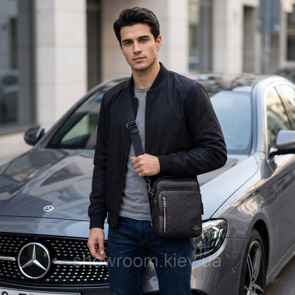 Чоловіча барсетка, сумка на плече Coach (2515) чорна Київ - фото 8
