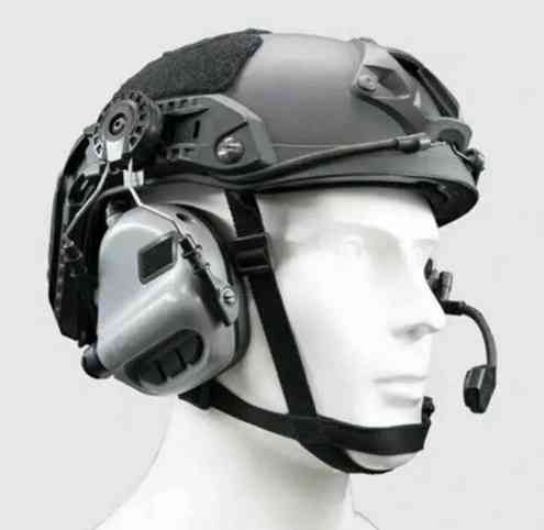 Тактические активные наушники Earmor М32Н с креплением и гарнитурой под шлем Серый Киев